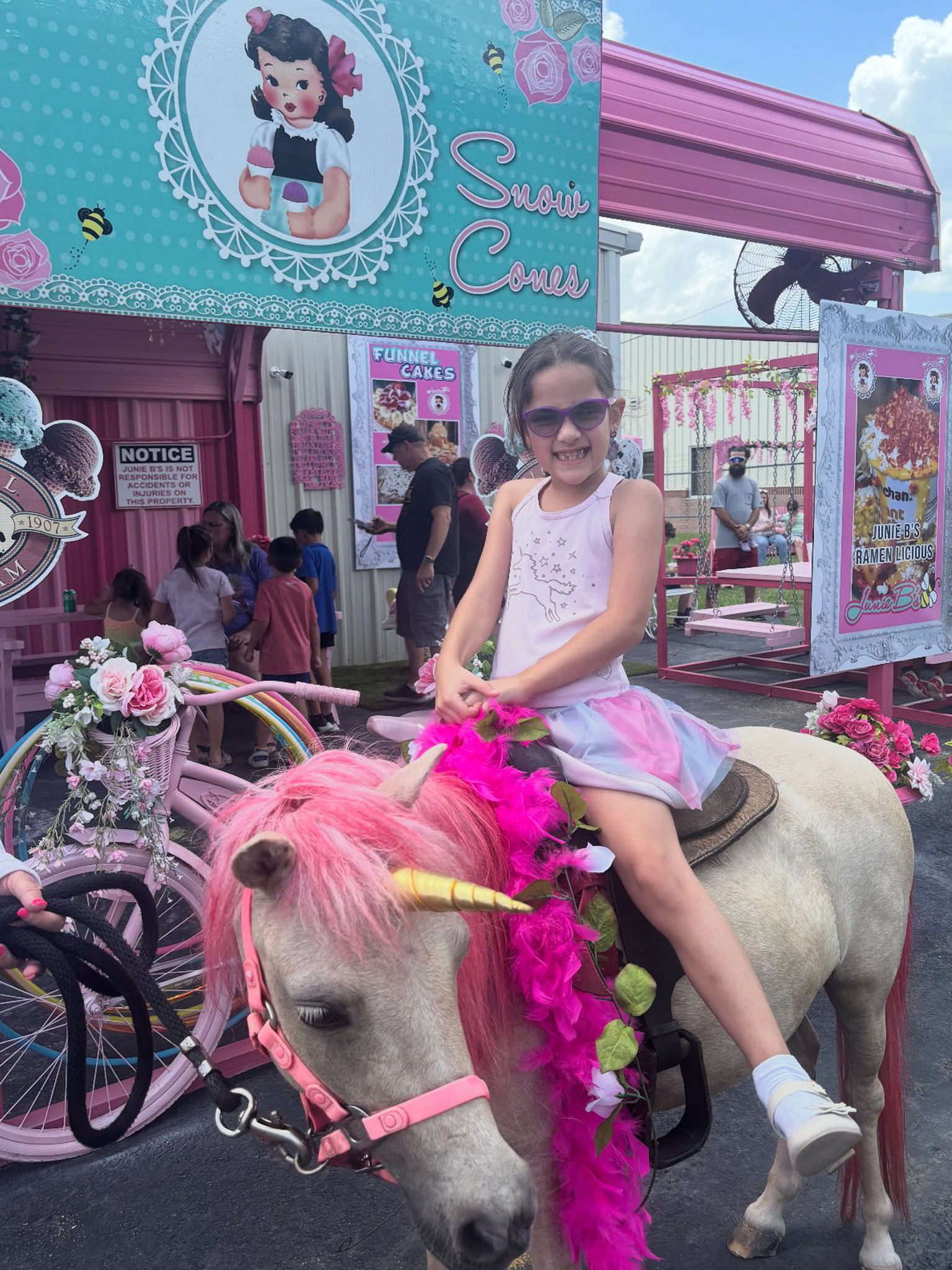 Junie B’s Snowcones stand serving frozen desserts